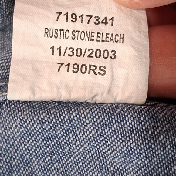 NWOT Wrangler Denim Rustic Stone Bleach Pearl Snap Long Sleeve Shirt XXL - Picture 5 of 6